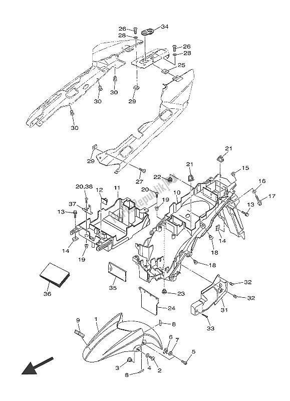 Tutte le parti per il Parafango del Yamaha FJR 1300 PA 2016