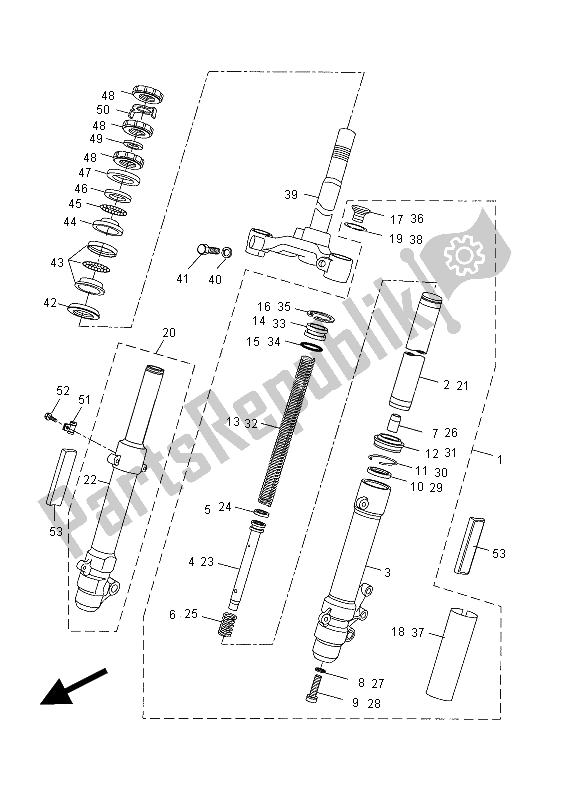 All parts for the Front Fork of the Yamaha NS 50 Aerox 2014