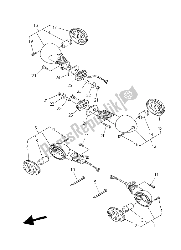 All parts for the Flasher Light of the Yamaha XT 660R 2006