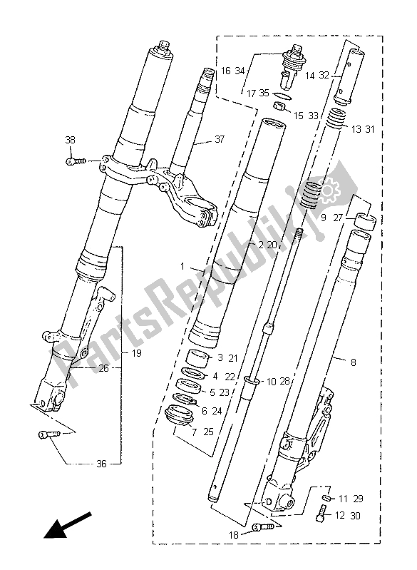 Tutte le parti per il Forcella Anteriore del Yamaha YZF 750 SP 1996