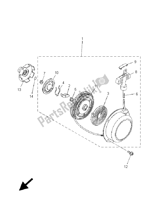 All parts for the Starter of the Yamaha YFM 350F Grizzly 4X4 2009