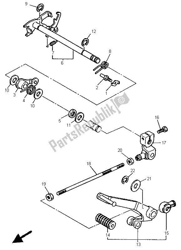 All parts for the Shift Shaft of the Yamaha XVS 650 Dragstar 1999