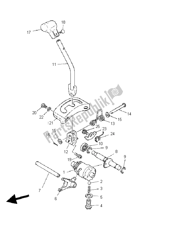 All parts for the Shift Cam & Fork of the Yamaha YFM 125 Grizzly 2006