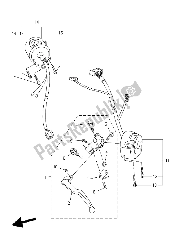 Tutte le parti per il Impugnatura Interruttore E Leva del Yamaha XJ6 SA Diversion 600 2009