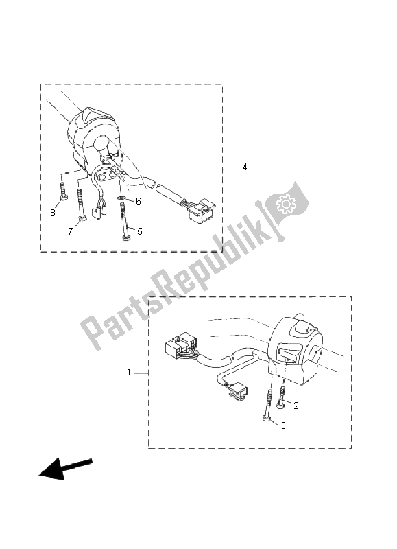 All parts for the Handle Switch & Lever of the Yamaha MT 01 5 YU4 1670 2006
