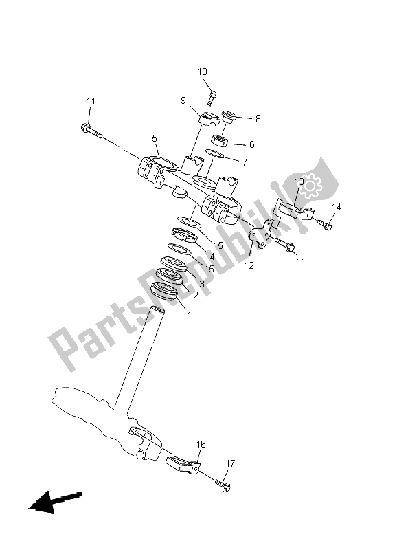 All parts for the Steering of the Yamaha WR 250F 2004