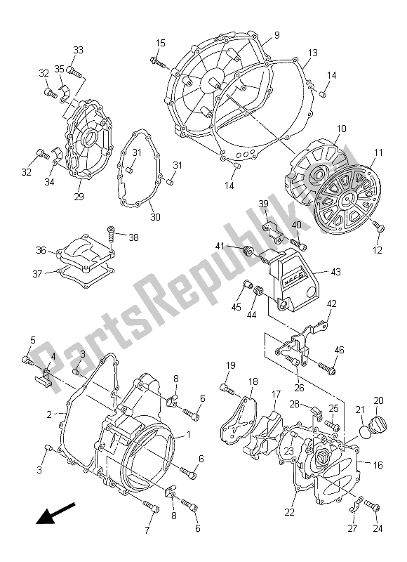 All parts for the Crankcase Cover 1 of the Yamaha FJR 1300 AS 2015