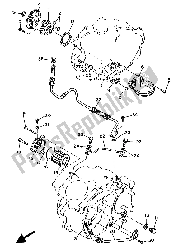 All parts for the Oil Pump of the Yamaha XT 600K 1994