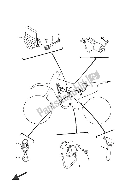 All parts for the Electrical 1 of the Yamaha WR 450F 2016