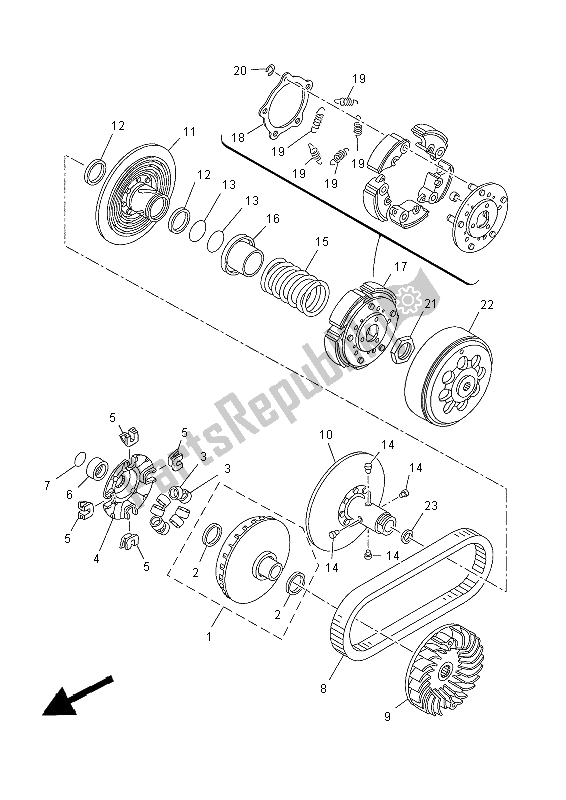 Toutes les pièces pour le Embrayage du Yamaha YP 400R 2014