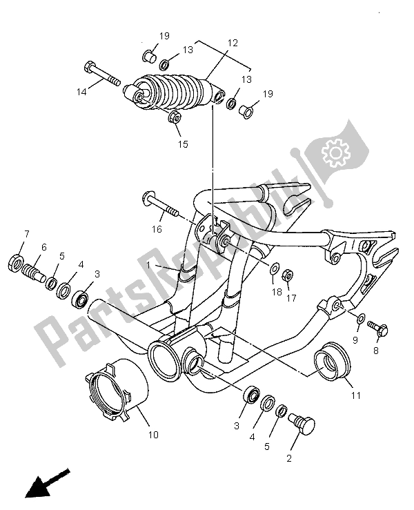 Todas las partes para Brazo Trasero Y Suspensión de Yamaha XVS 650 Dragstar 1997