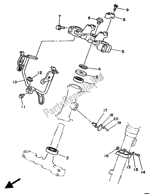 Todas las partes para Direccion de Yamaha XT 350 1992