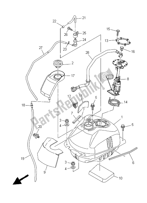 All parts for the Fuel Tank of the Yamaha XP 500 Dnms 2015