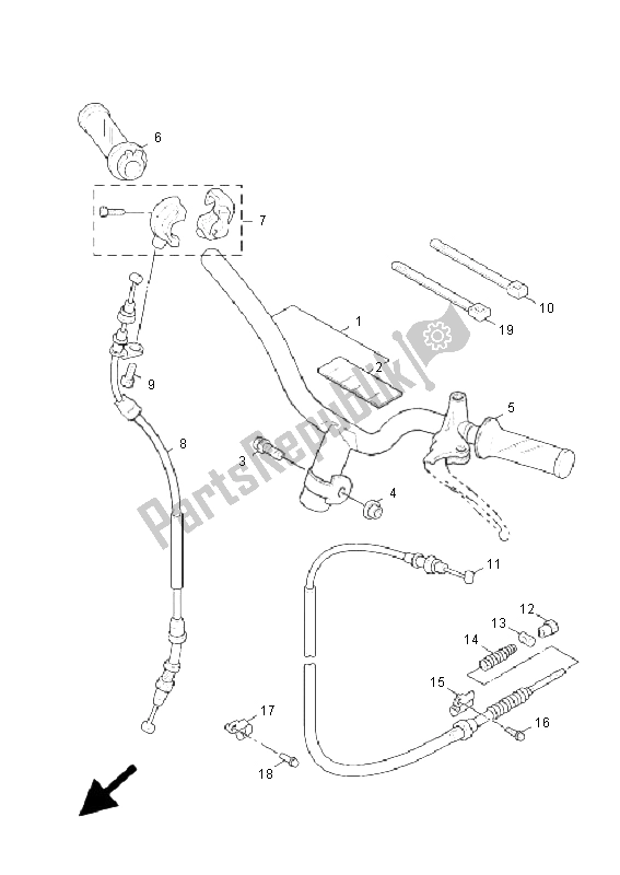 All parts for the Steering Handle & Cable of the Yamaha XC 125 Cygnus X 2006