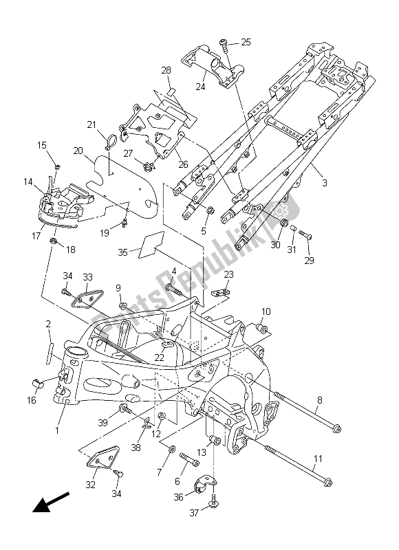 Tutte le parti per il Telaio del Yamaha FZ8 N 800 2015