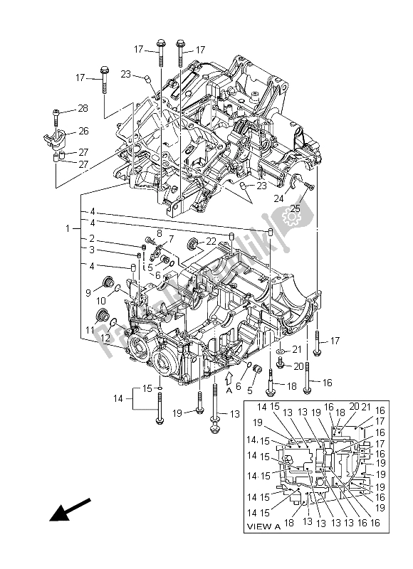 All parts for the Crankcase of the Yamaha XT 1200 ZE 2015