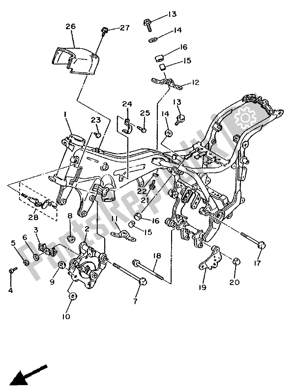 Alle onderdelen voor de Kader van de Yamaha XV 750 Virago 1992