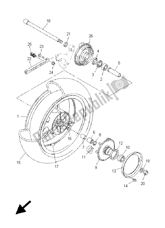 All parts for the Rear Wheel of the Yamaha FJR 1300A 2008