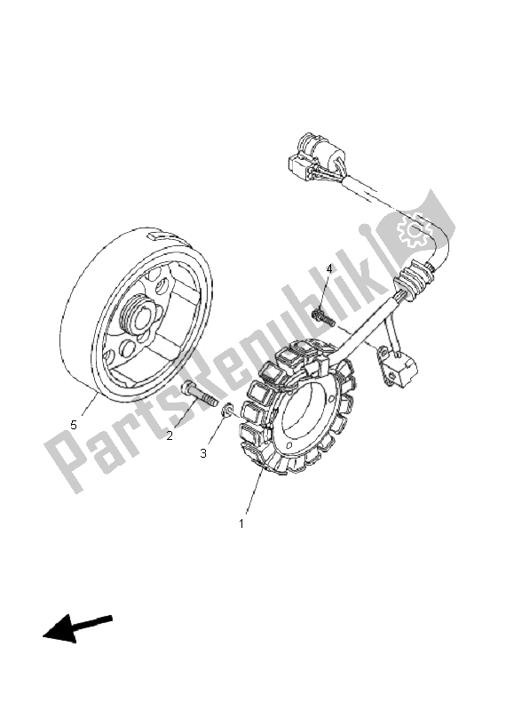 Todas as partes de Gerador do Yamaha YFM 350 Grizzly 2X4 2007