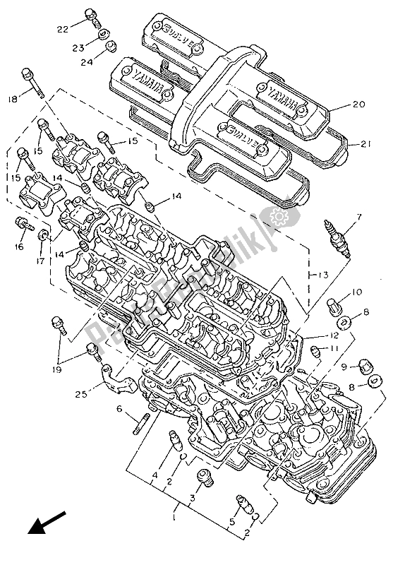 Toutes les pièces pour le Culasse du Yamaha FZ 750 1987