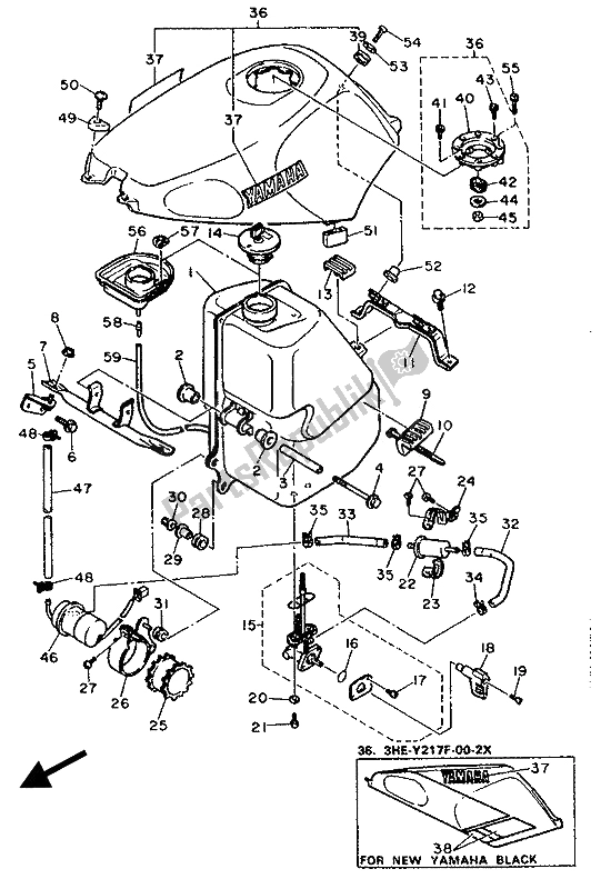 Todas as partes de Tanque De Combustível do Yamaha FZR 600 Genesis 1989