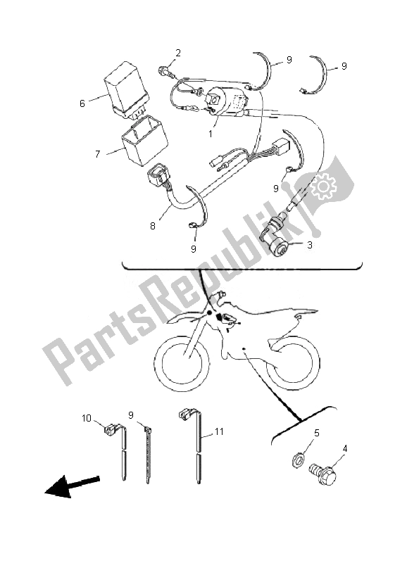 Todas las partes para Eléctrico 1 de Yamaha TT R 125 SW LW 2007