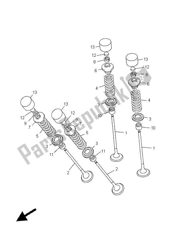 All parts for the Valve of the Yamaha YZF R1 1000 2014