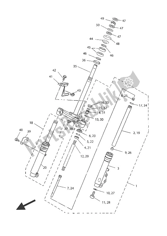 Wszystkie części do Przedni Widelec Yamaha YN 50 2016