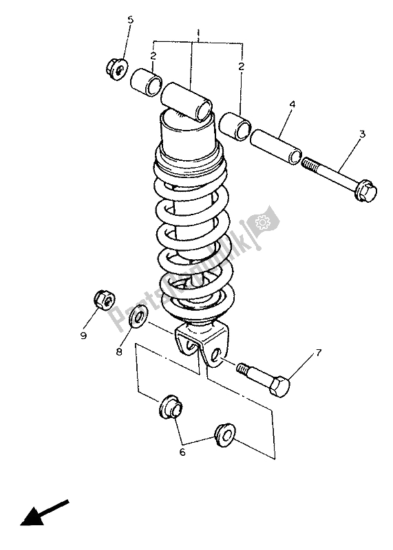 All parts for the Rear Suspension of the Yamaha FZ 750 Genesis 1988