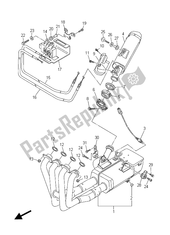 Toutes les pièces pour le échappement du Yamaha YZF R6 600 2015