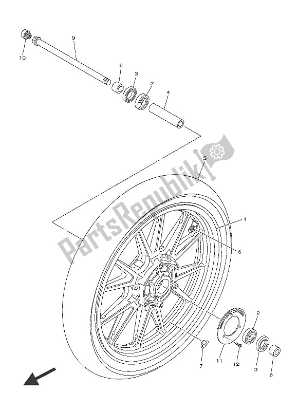 All parts for the Front Wheel of the Yamaha XVS 950 CR 60 TH Anniversy 2016