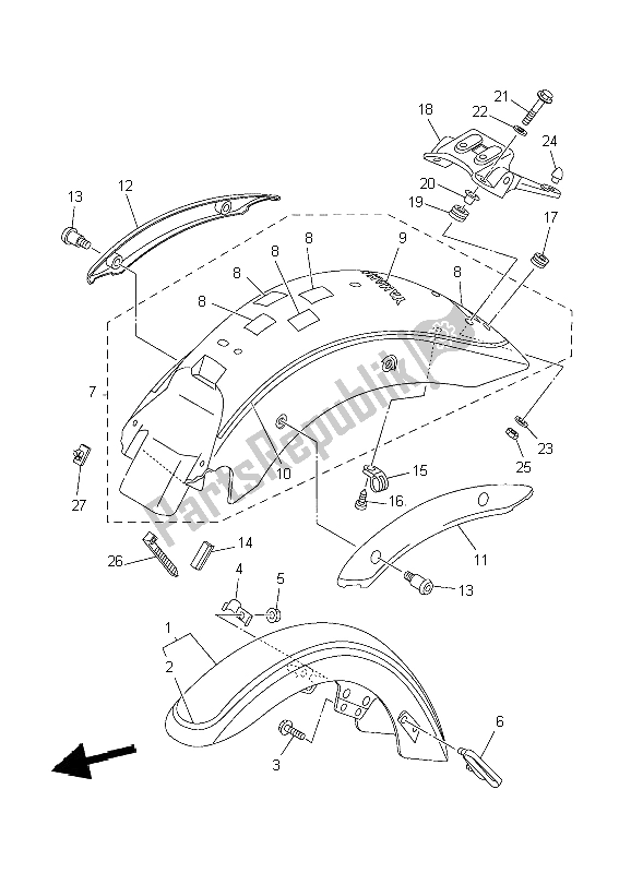 Toutes les pièces pour le Aile du Yamaha XVS 125 Dragstar 2004