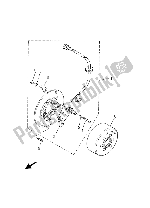 All parts for the Generator of the Yamaha PW 80 2003