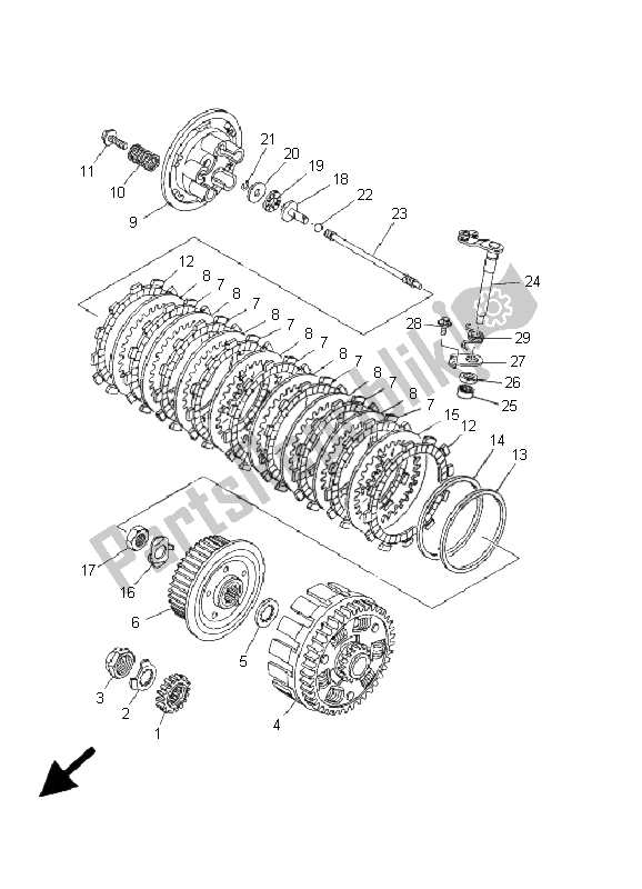 Toutes les pièces pour le Embrayage du Yamaha YZ 250F 2001