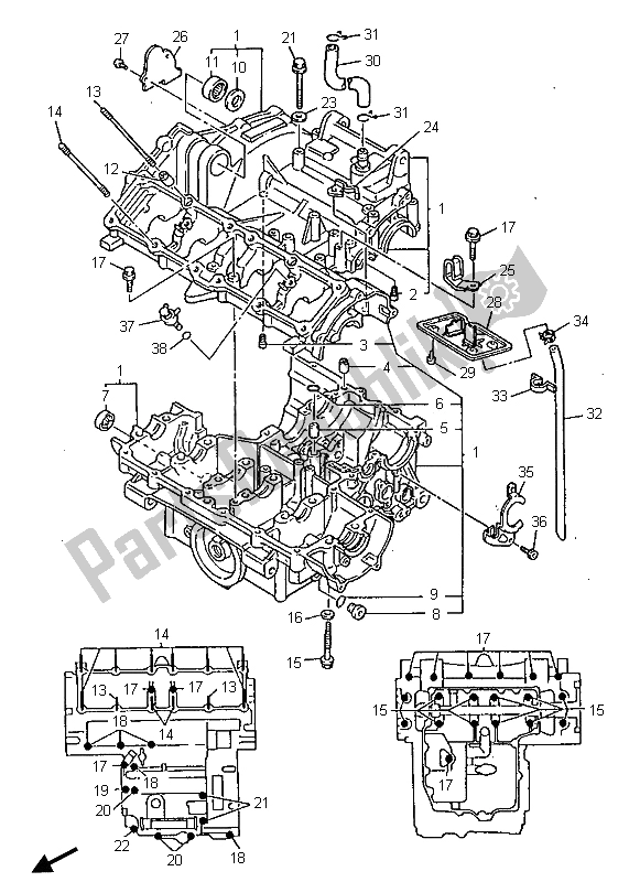 Toutes les pièces pour le Carter du Yamaha YZF 600R Thundercat 1996