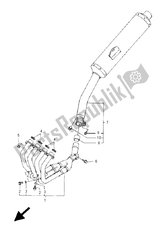 All parts for the Exhaust of the Yamaha YZF R6 600 2001