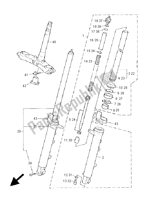 Tutte le parti per il Forcella Anteriore del Yamaha XJ 900S Diversion 2001