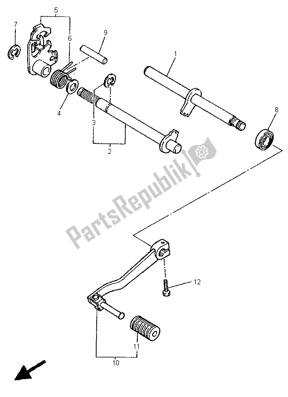 All parts for the Shift Shaft of the Yamaha XT 600E 1999