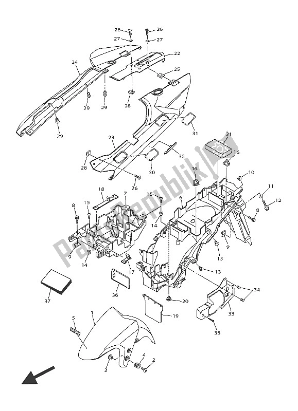 All parts for the Fender of the Yamaha FJR 1300 AE 2016