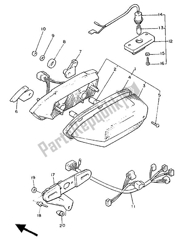 All parts for the Taillight of the Yamaha XVZ 13 TD Venture Royal 1300 1989