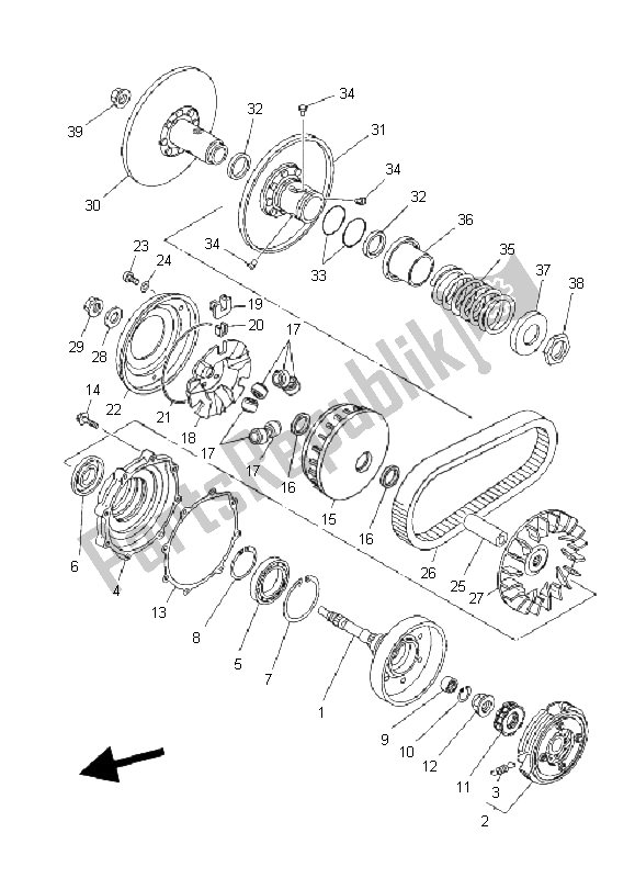 All parts for the Clutch of the Yamaha YFM 350 FA Bruin 4X4 2004