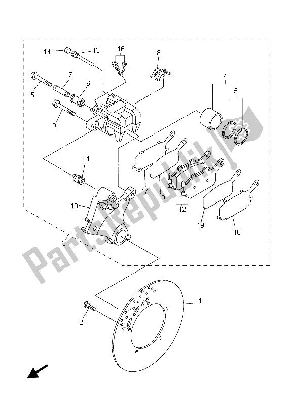 Tutte le parti per il Pinza Freno Posteriore del Yamaha FZ8 SA 800 2013