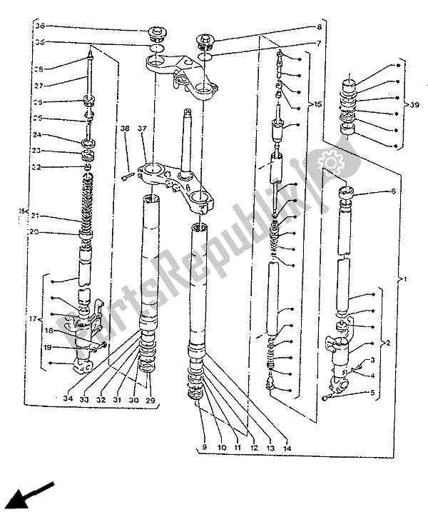 Toutes les pièces pour le Fourche Avant du Yamaha TZR 125R 1992