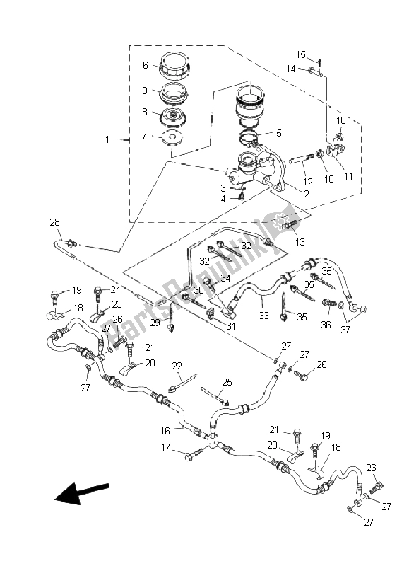 Toutes les pièces pour le Maître-cylindre Arrière du Yamaha YXR 660 FA Rhino 2004