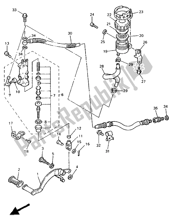 Tutte le parti per il Pompa Freno Posteriore del Yamaha FZR 600R 1994