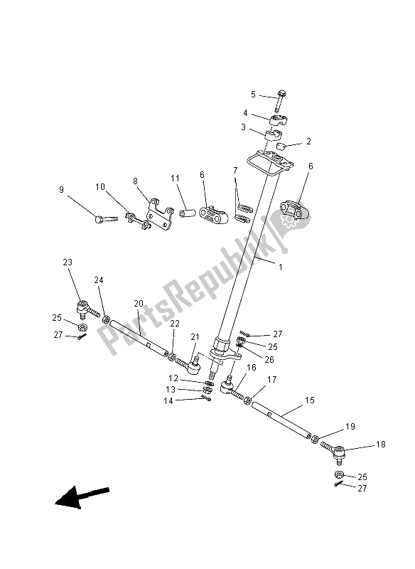 All parts for the Steering of the Yamaha YFM 125 Grizzly 2X4 2012