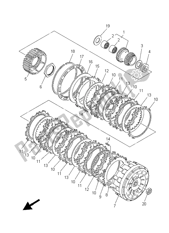 All parts for the Clutch of the Yamaha XP 500A Dnms 2015