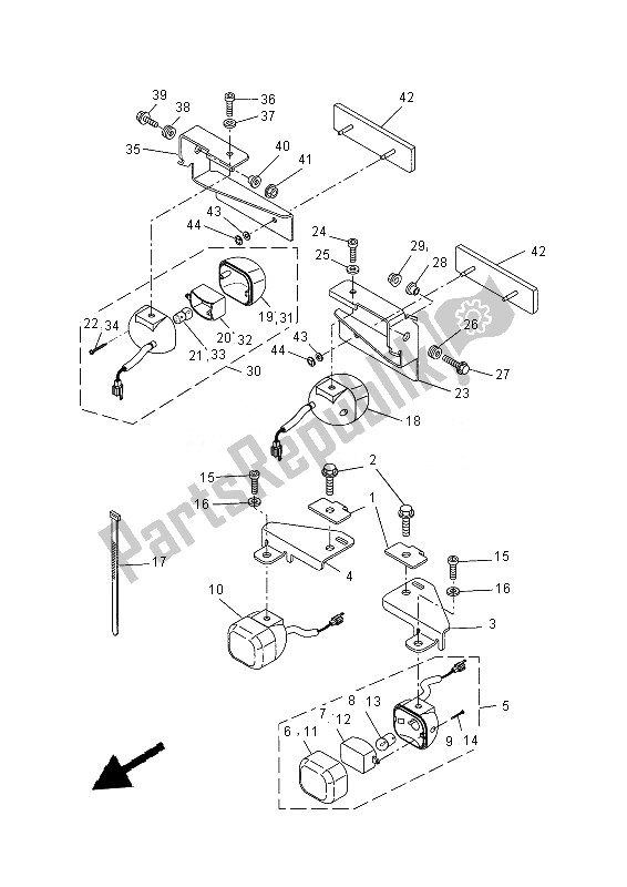 All parts for the Flasher Light of the Yamaha YFM 350 FWA Grizzly 4X4 2013