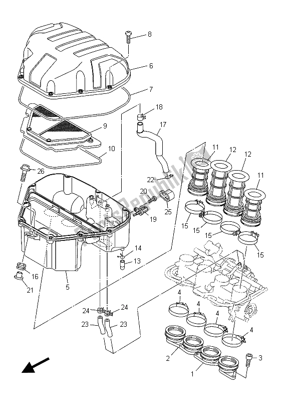 All parts for the Intake of the Yamaha XJ6F 600 2015