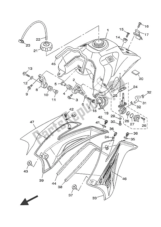 Todas las partes para Depósito De Combustible de Yamaha TT R 125 LWE 2016